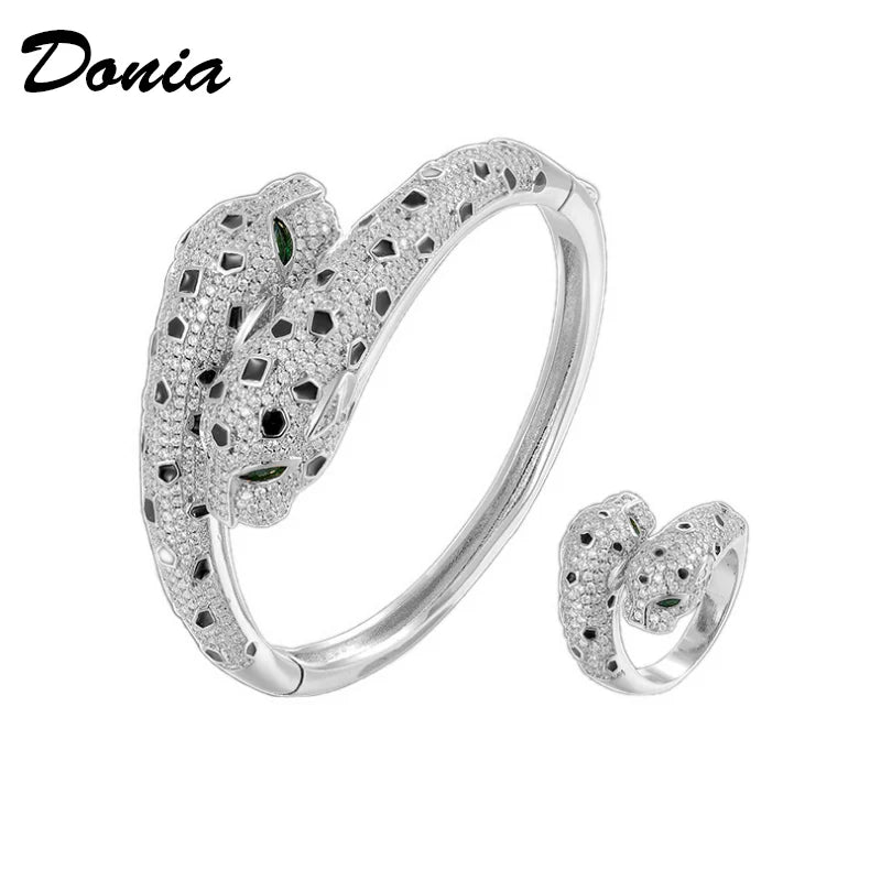 Donia jewelry Fashion classic copper inlaid AAA zircon bracelet rings for men and women couples animal jewelry sets