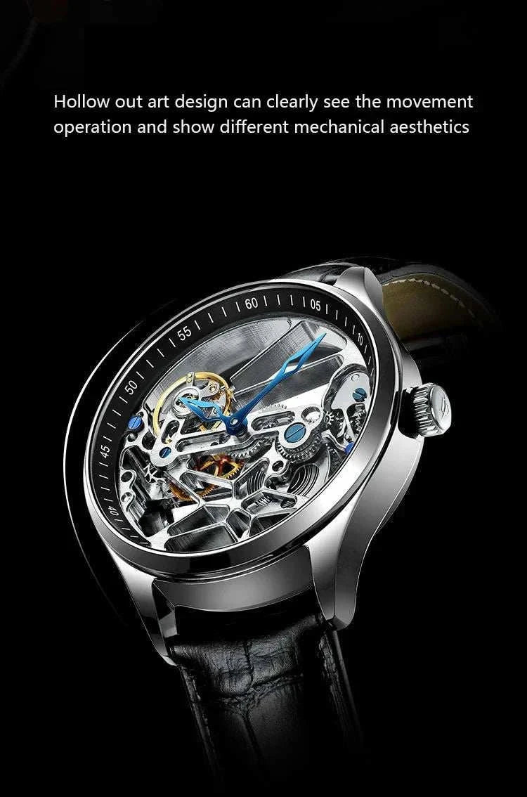 Hollow out Tourbillon Automatic MAN WATCH limited edition Mechanical Watches Fashion Belt and steel band Men&