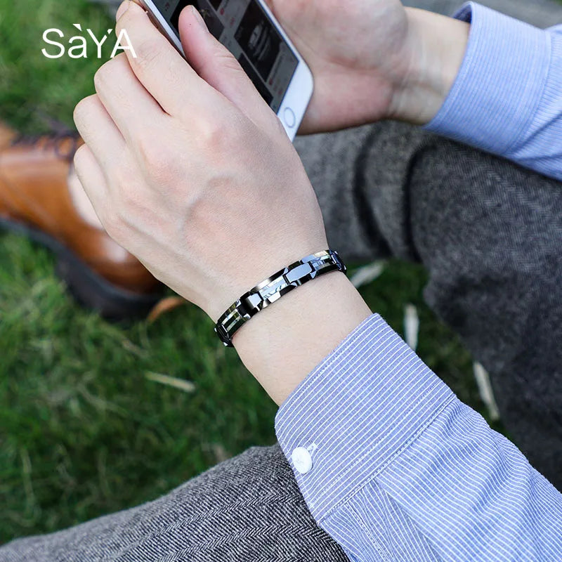 Black Ceramic Bracelets Scratch Magnetic Stone.