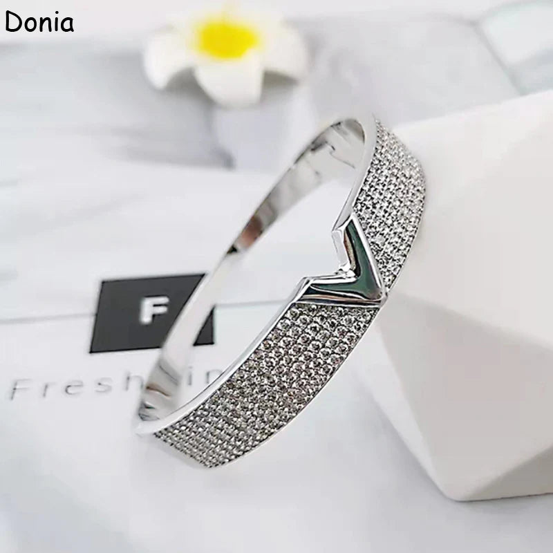 Donia jewelry fashion letter micro-inlaid AAA zircon bracelet set creative opening ladies ring set