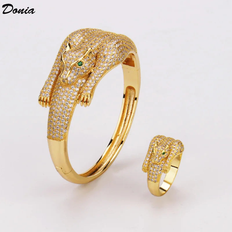 Donia jewelry Europe and the United States fashion animal female bracelet set leopard bracelet inlaid AAA zircon Leopard jewelry