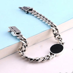 2022 S925 Silver Vintage Black Oval Bracelet.