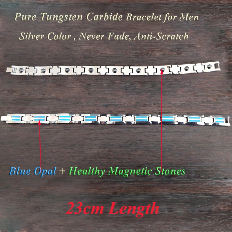 Luxury Men's Bracelet Black Ceramic Tungsten Blue Opal Bracelets for Men Jewelry Male Costume Women's Charm Bangles Jewellery