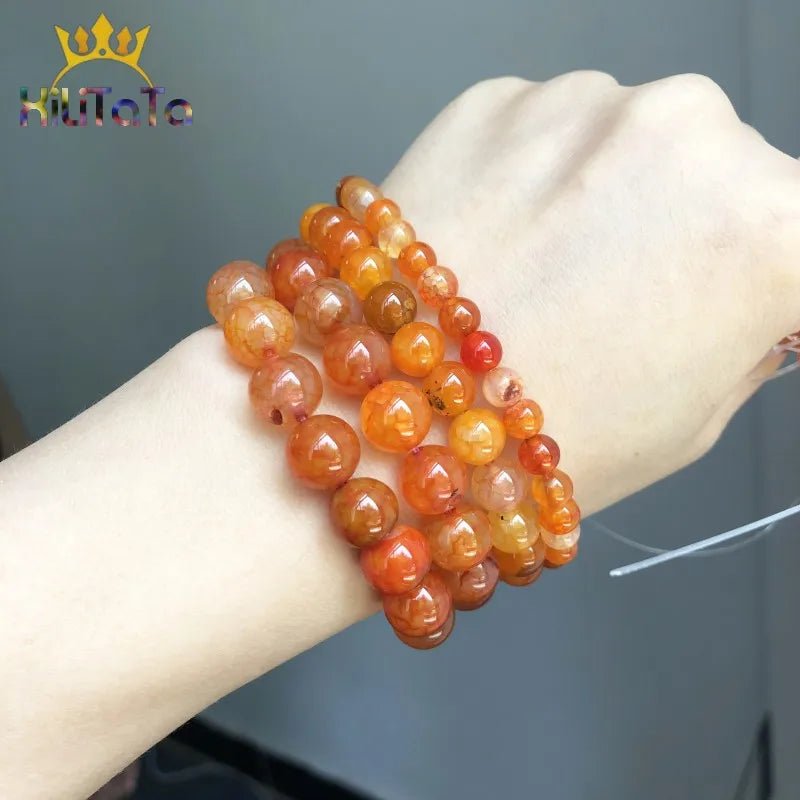 Natural Orange Red Dragon Beads Round.