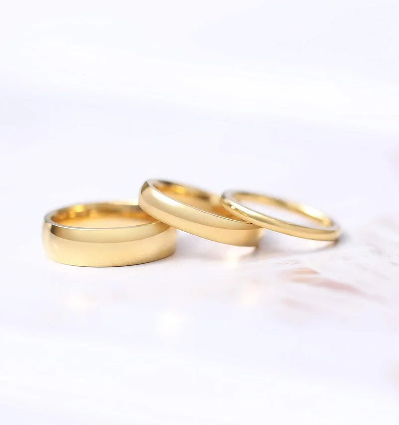 Titanium Ring Men Women Gold Plated High Polished Wedding.