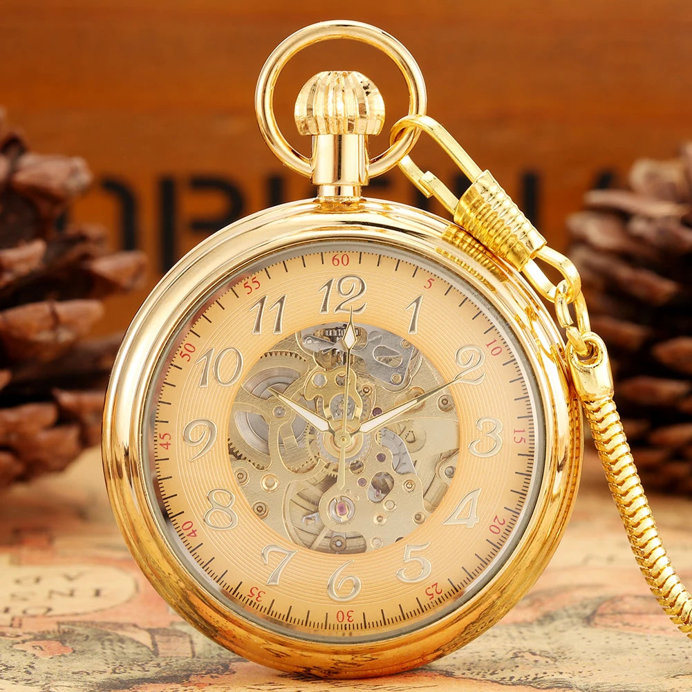 Noble Golden Automatic Mechanical Pocket Watch