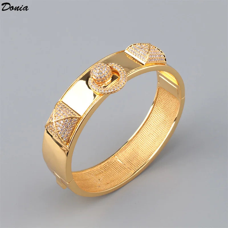 Donia jewelry European and American luxury micro-inlaid AAA zircon bracelet simple bracelet for men and women