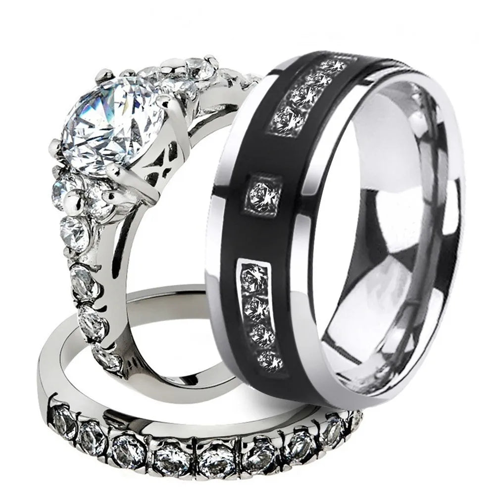 Men Fashion Stainless Steel Black Ring Ladies.