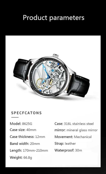 Hollow out Tourbillon Automatic MAN WATCH limited edition Mechanical Watches Fashion Belt and steel band Men&