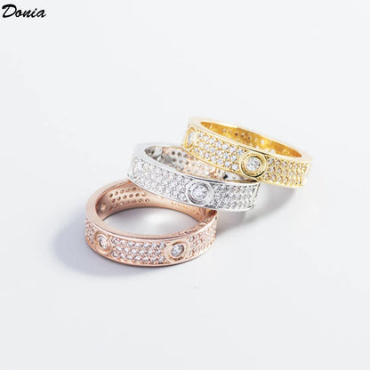 Donia jewelry European and American fashion luxury ring high-grade copper micro-inlaid AAA zircon ring ladies gifts