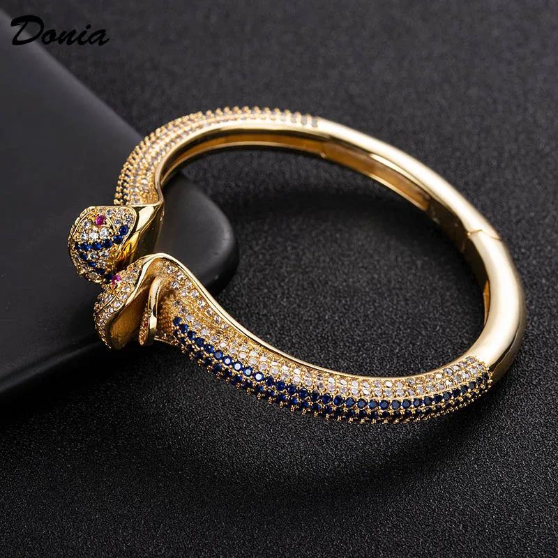 Donia jewelry fashion exaggerated European and American animal bracelet with AAA zirconia jewelry adjustable opening bracelet