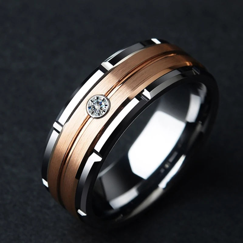 New Fashion Men's Double Groove Ring Black.