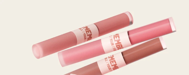 New Update!LEEMEMBER Double-Headed Two Effect Lip Glaze Water Mirror Surface Glossy & Matte Non-Stick Liquid Lip Mud Tint Makeup