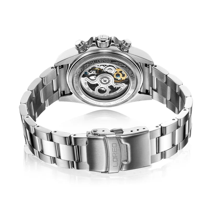 LOREO Top Luxury Brand Multifunction Skeleton Men's Watch.