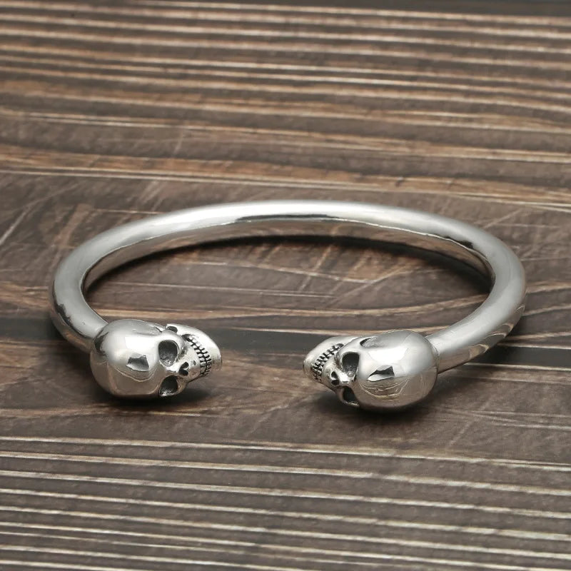 This Real Solid S925 Silver Jewelry Trendy Punk Skull Man Bracelet embodies a bold, hip-hop locomotive dark style, perfect for those who love edgy accessories. Crafted from genuine 925 sterling silver.