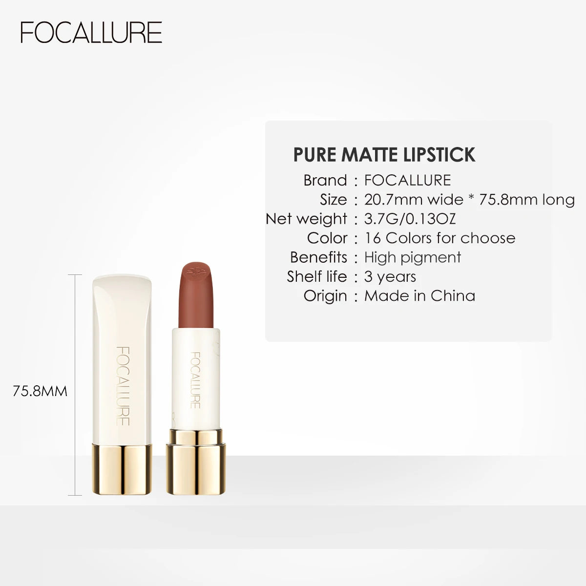 FOCALLURE Natural Matte Lipstick Waterproof Long-lasting Smooth Moisturizing Lip Balm Lightweight Lip Glaze Makeup Cosmetics