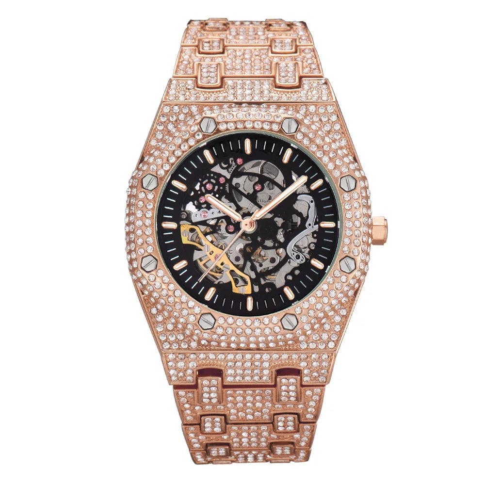 Iced Out AAA Diamond Watch Men Luminous Gear.