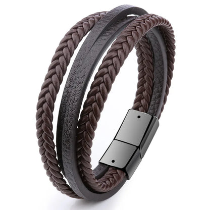 Fashion Simple Design Multilayer Leather Rope Hand Woven.