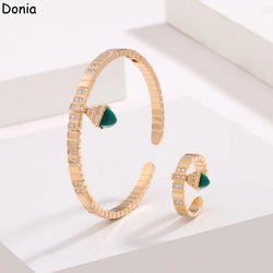 Donia jewelry European and American fashion copper micro-inlaid AAA zircon gemstone bracelet set creative luxury open ring set