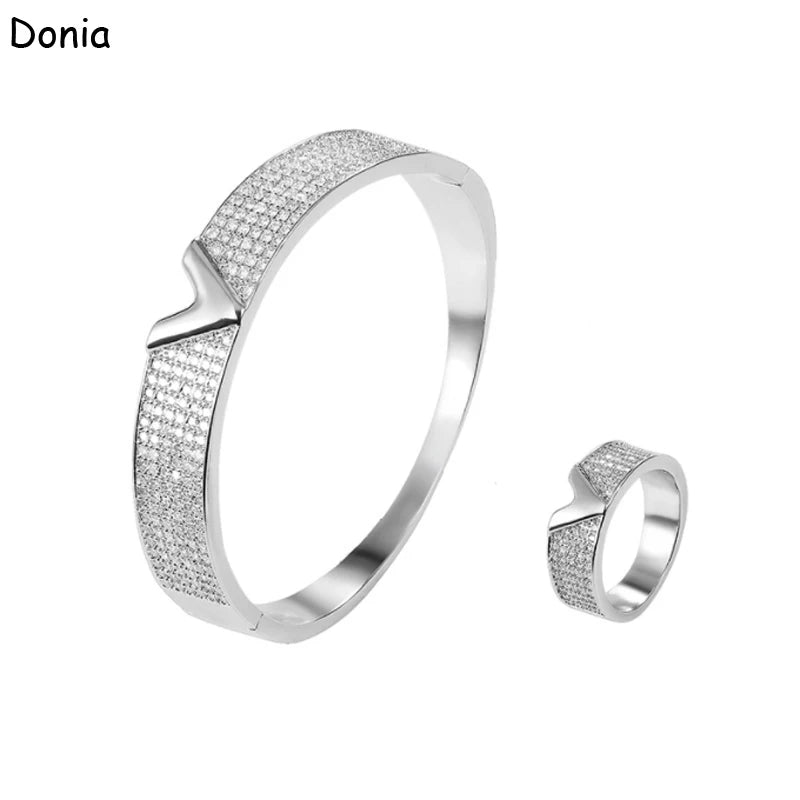 Donia jewelry fashion letter micro-inlaid AAA zircon bracelet set creative opening ladies ring set