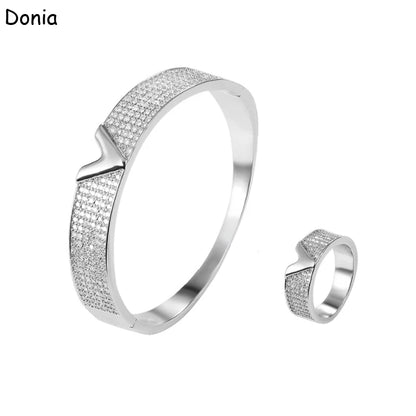 Donia jewelry fashion letter micro-inlaid AAA zircon bracelet set creative opening ladies ring set