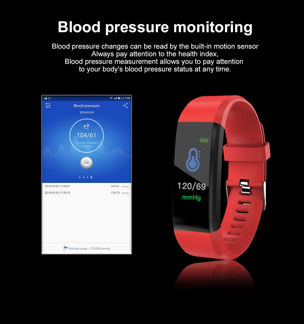 KLW Smart Watch 2021 Health Bracelet 115Plus  Strap Heart Rate Blood Pressure  Band 5 Fitness Tracker Bluetooth Wristband