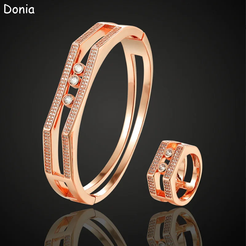 Donia jewelry fashion middle sliding micro-inlaid AAA zircon bracelet set creative opening ladies bracelet set