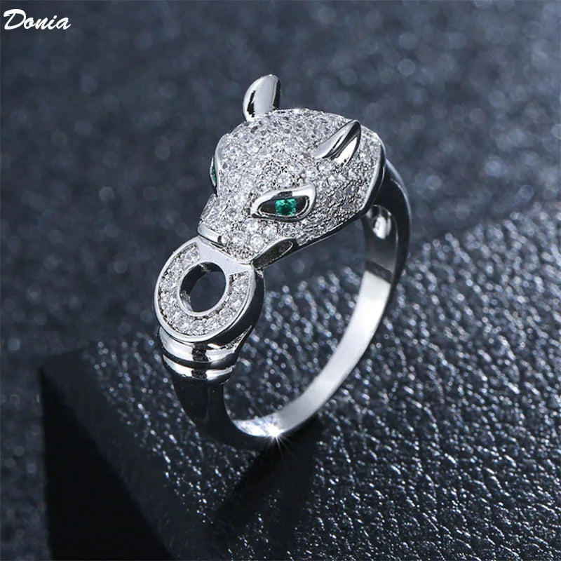 Donia jewelry Fashion animal ring Leopard head ring micro-inlaid AAA zircon ring luxury ladies ring jewelry