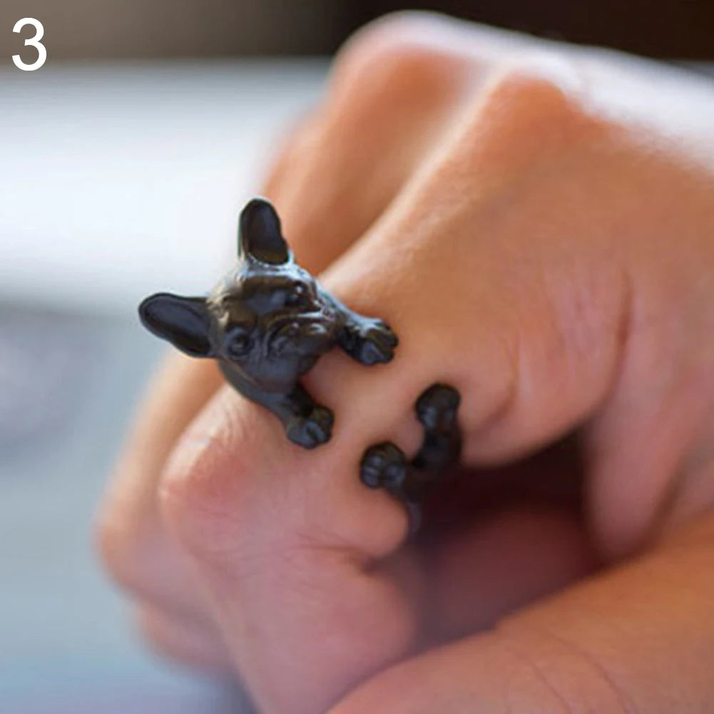 Vintage Boho Chic French Bulldog Ring.