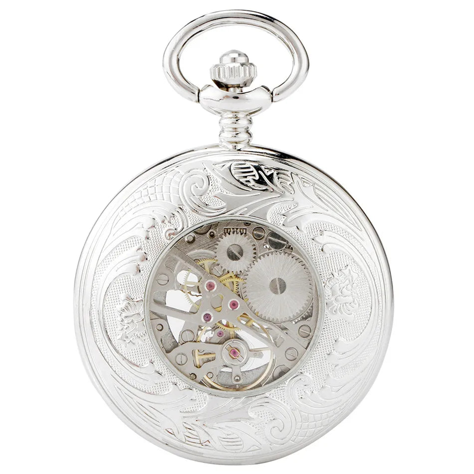 Silver Mechanical Hand Wind Antique Pocket Watch.