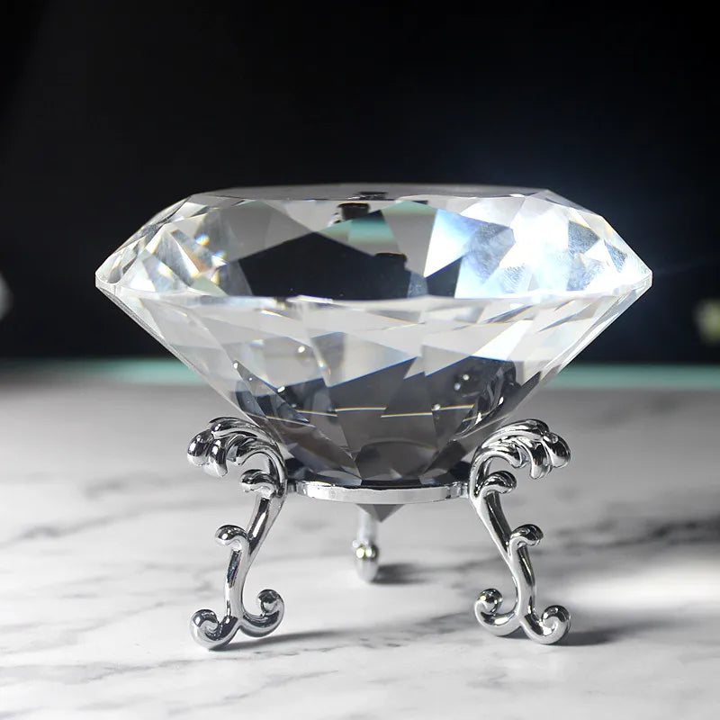 Clear Crystal Diamond with Base Shape Paperweight.