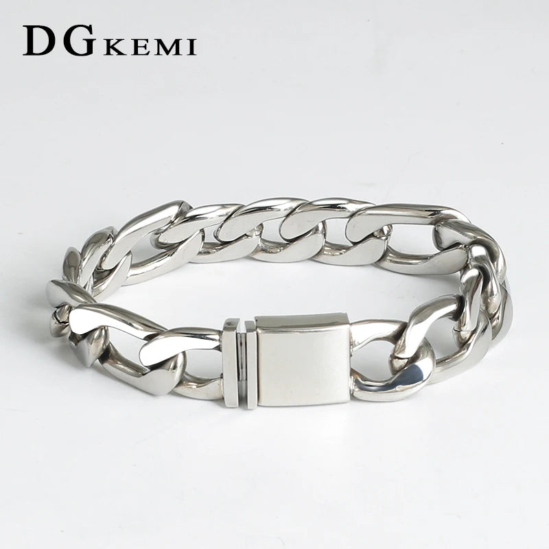 Edgy Cuban chain steel bracelet, unisex.