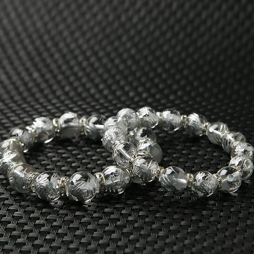 Natural White Quartz Silver Dragon Bracelet