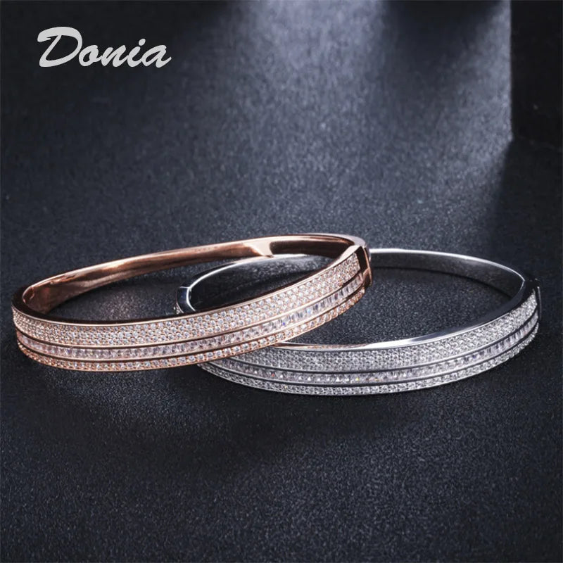 Donia jewelry Fashion Women's Two-Color Bracelet Micro-Inlay AAA Zircon Jewelry Bracelet Wedding Accessories African Jewelry