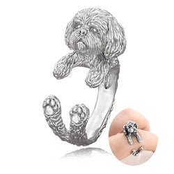 Vintage Silver Color Dog Wrap Ring