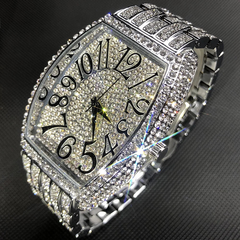 Full Diamond Silver Male Watch Original.