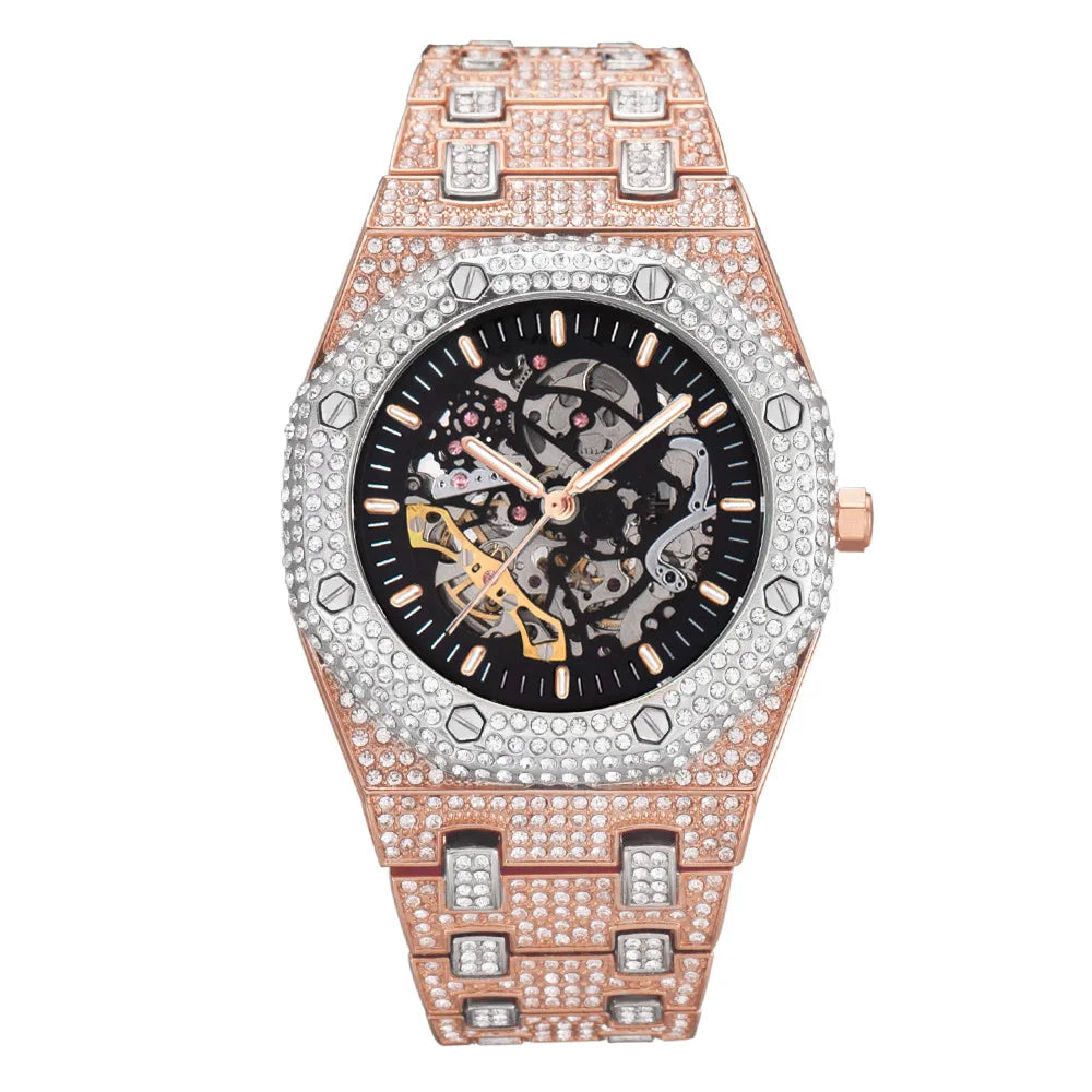 Iced Out AAA Diamond Watch Men Luminous Gear.