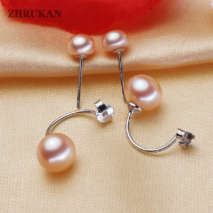 Double Silver Pearl Earrings For Women Jewelry.