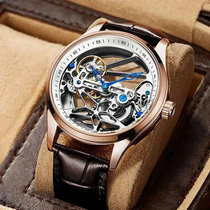 Hollow out Tourbillon Automatic MAN WATCH limited edition Mechanical Watches Fashion Belt and steel band Men&