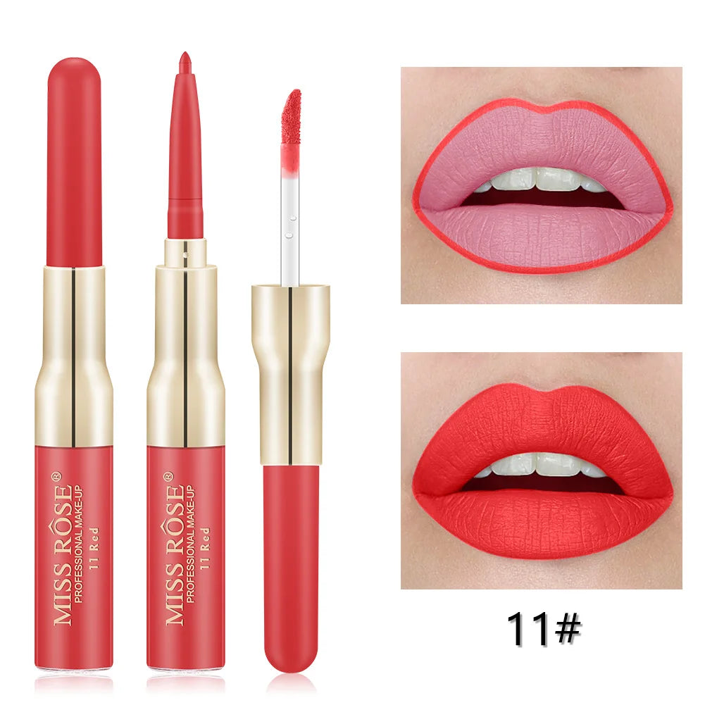 Double Head Lip Gloss Lipliner Pen Matte.