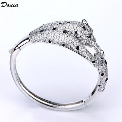 Donia jewelry Fashion micro AAA zircon leopard bracelet domineering animal enamel leopard bracelet men&