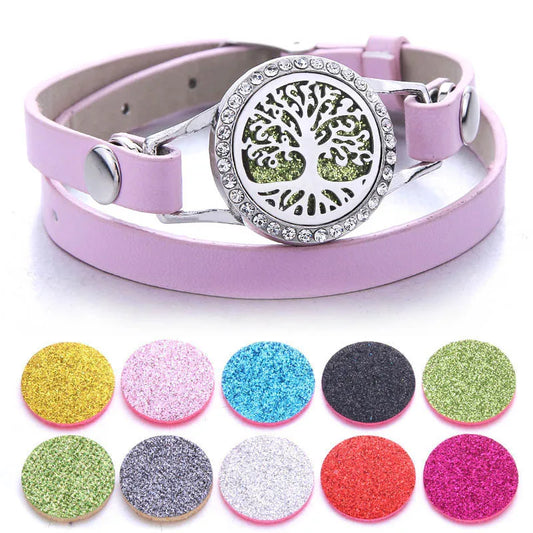 New Pink Aroma Diffuser Bracelet Aromatherapy Essential Oil Diffuser Locket Bracelets Adjustable Genuine Leather Bracelet