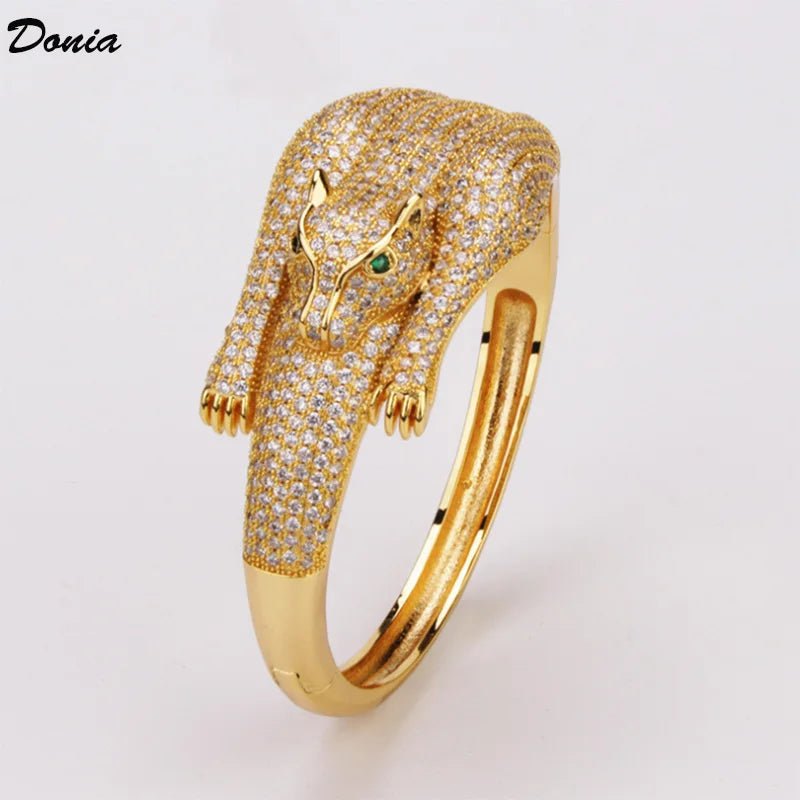 Donia jewelry Europe and the United States fashion animal female bracelet set leopard bracelet inlaid AAA zircon Leopard jewelry