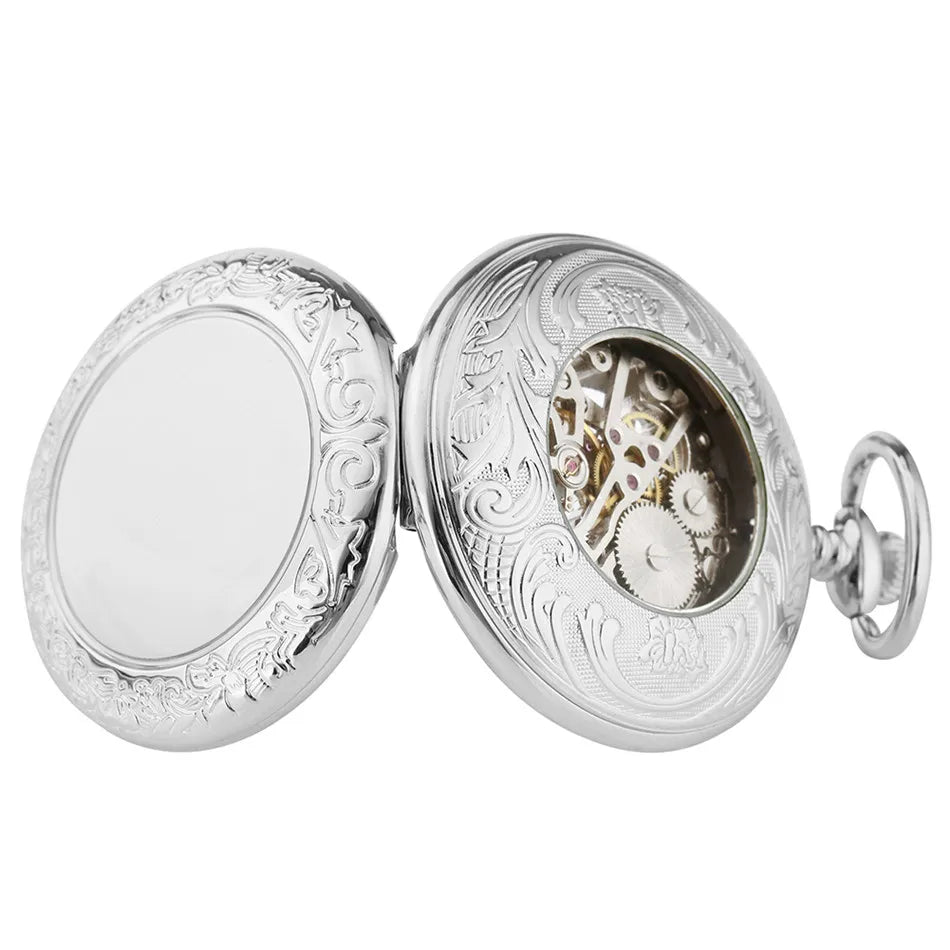 Silver Mechanical Hand Wind Antique Pocket Watch.