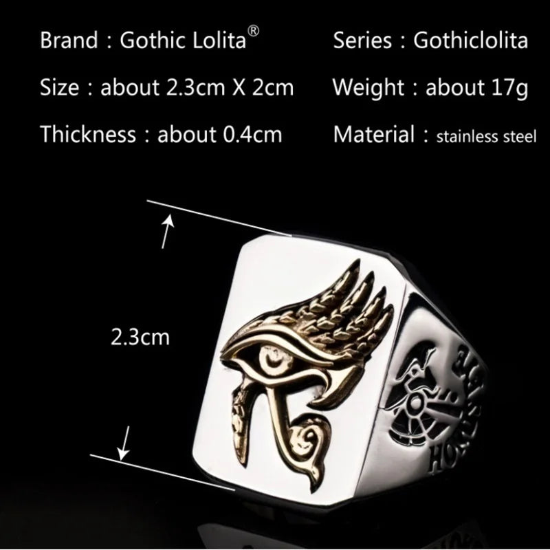 Fashion Ancient Egypt Horus Ring Men's Retro Gothic Personality Boy Souvenir Gift