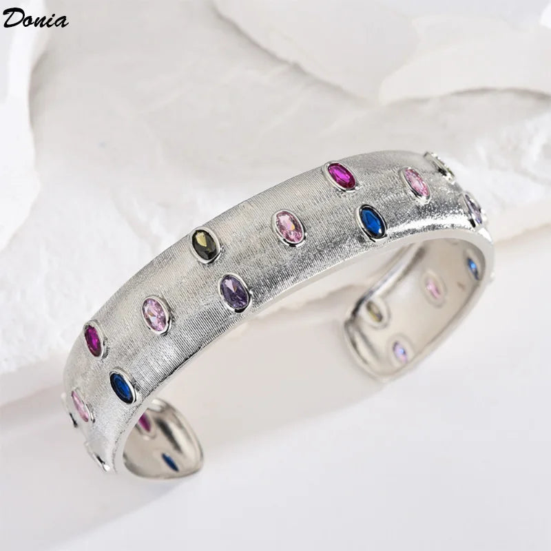 Donia Jewelry European and American fashion luxury colorful AAA zircon bracelet gold-plated retro elegant ladies bracelet