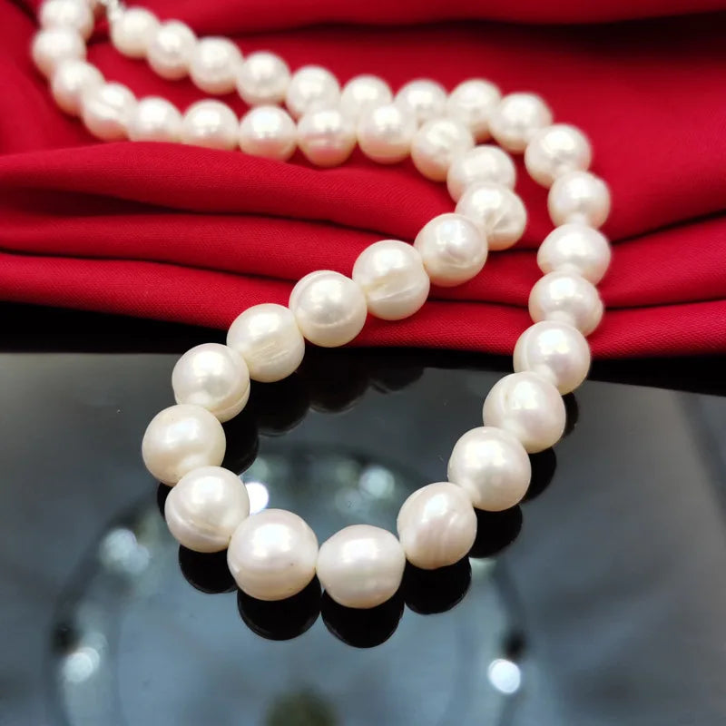 Natural big pearl necklace silver crafted.