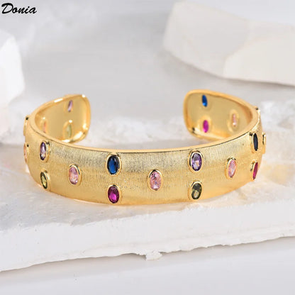 Donia Jewelry European and American fashion luxury colorful AAA zircon bracelet gold-plated retro elegant ladies bracelet