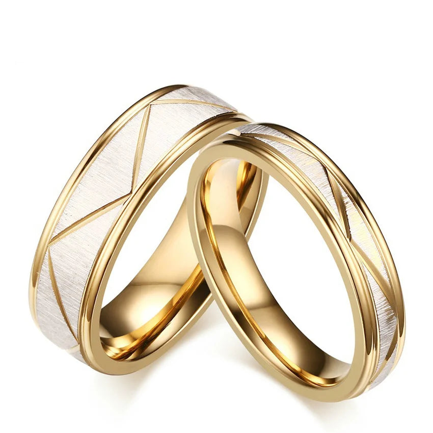 Gold Color Titanium Steel Couple Ring.