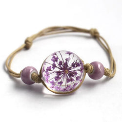 New Glass Ball Bracelet Jewwlry Wholesale Women Romantic Dry Flowers Bracelet & Bangle For Pretty Girls Gift Hote sale